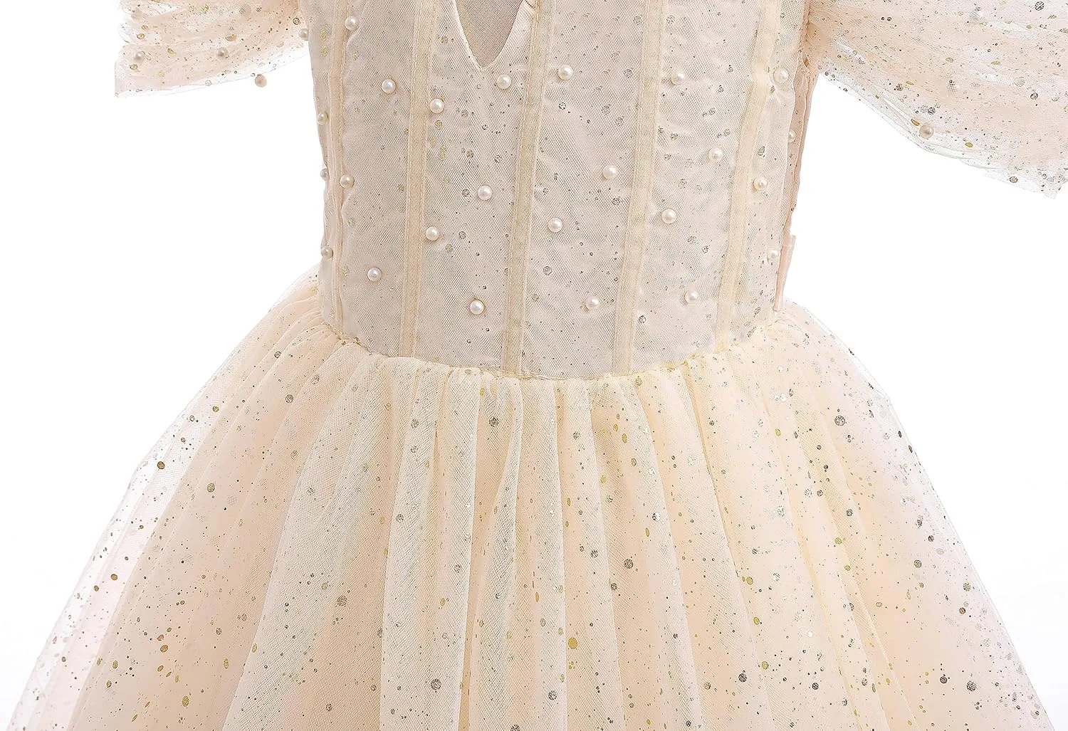 Glamulice Princess Sparkle Tulle Dress Flower Girls Dresses Cold Shoulder Long A Line Wedding Party Ball Gown
