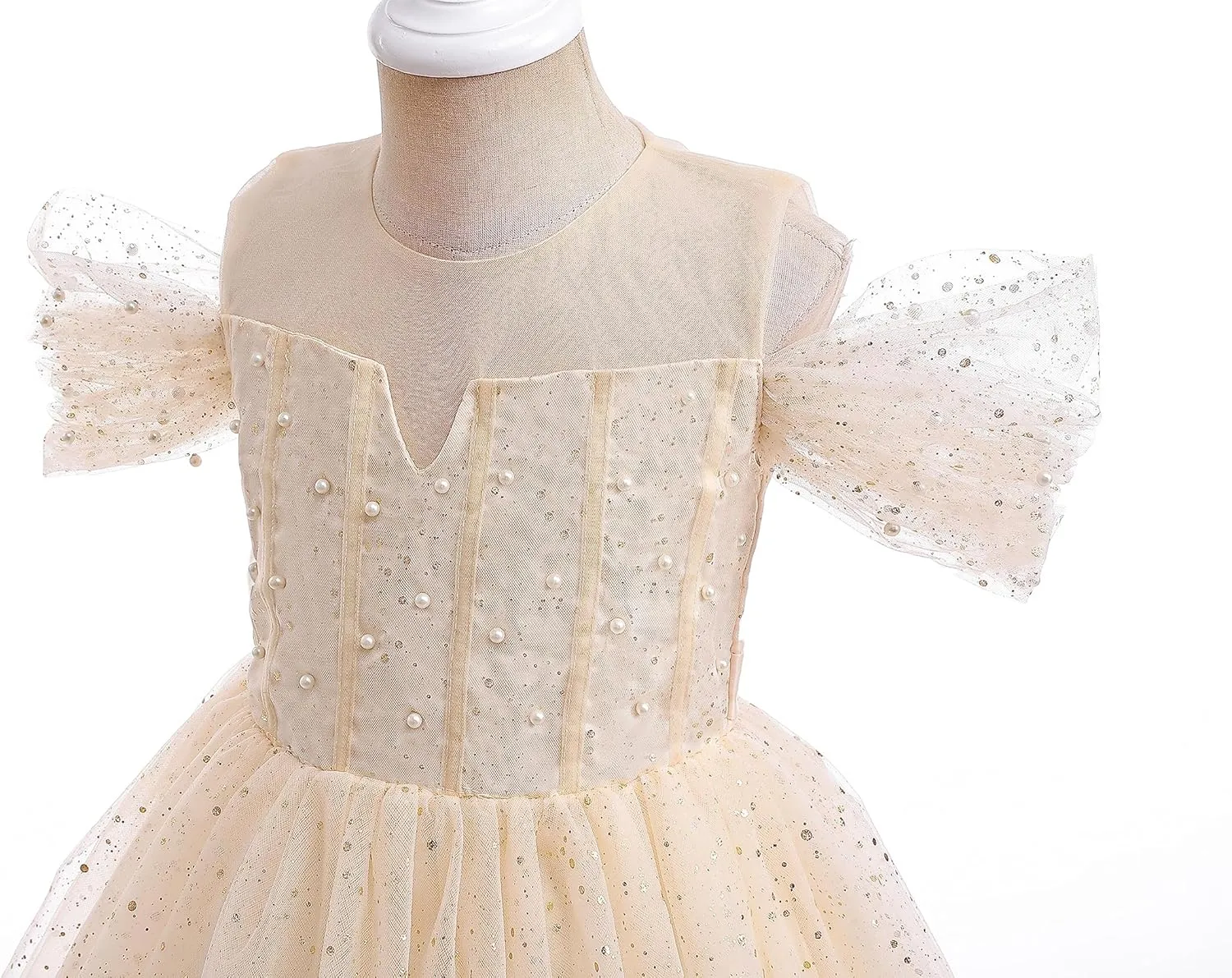 Glamulice Princess Sparkle Tulle Dress Flower Girls Dresses Cold Shoulder Long A Line Wedding Party Ball Gown