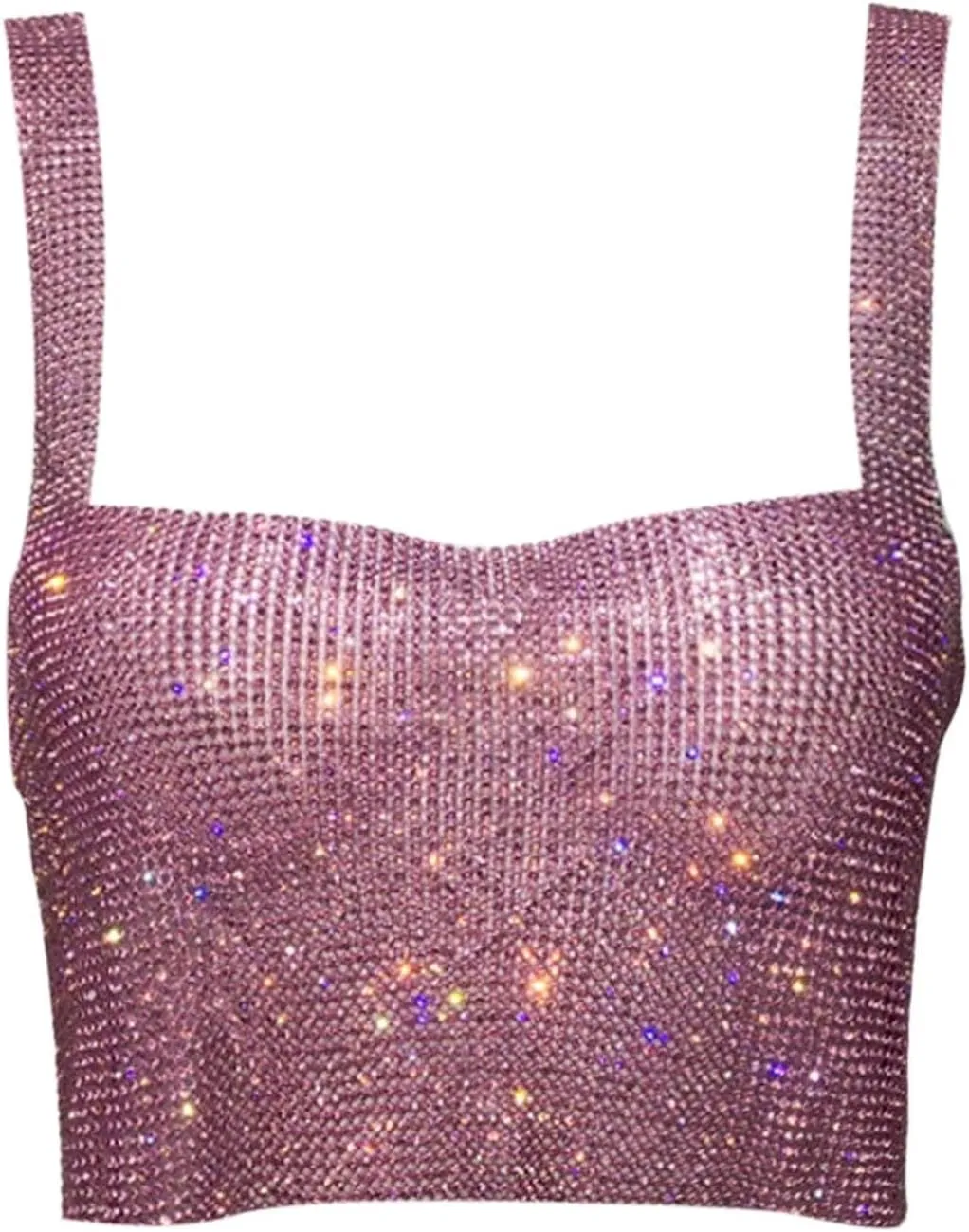Glitter Party Tank Tops for Women Spring Sequin Camisole Sleeveless 2025 Blouses Sparkly Rhinestone Club Y2K Sparkle