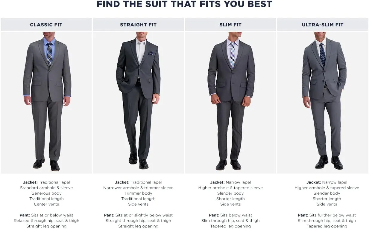 Haggar Mens JMH Premium Stretch Tailored Fit Suit Separates - Pants and Jackets