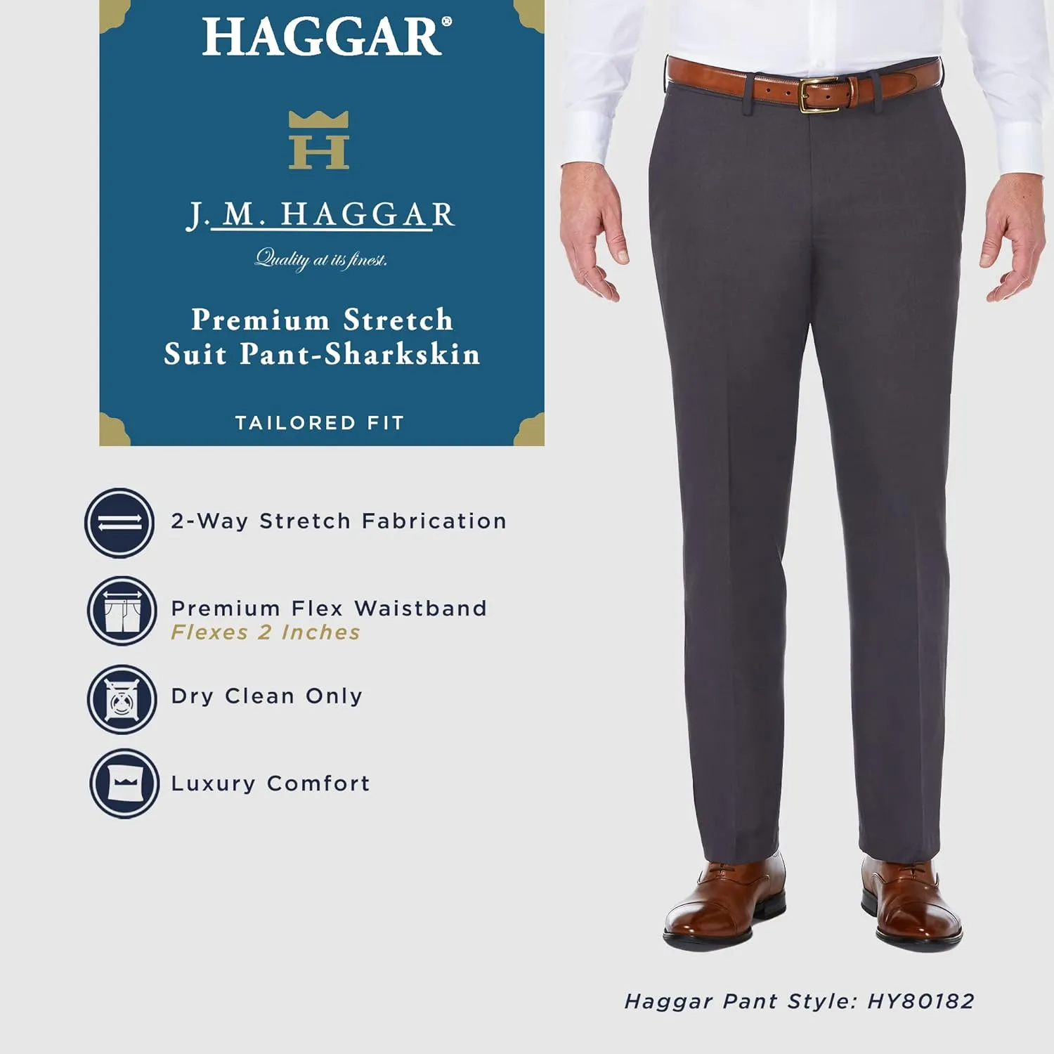 Haggar Mens JMH Premium Stretch Tailored Fit Suit Separates - Pants and Jackets