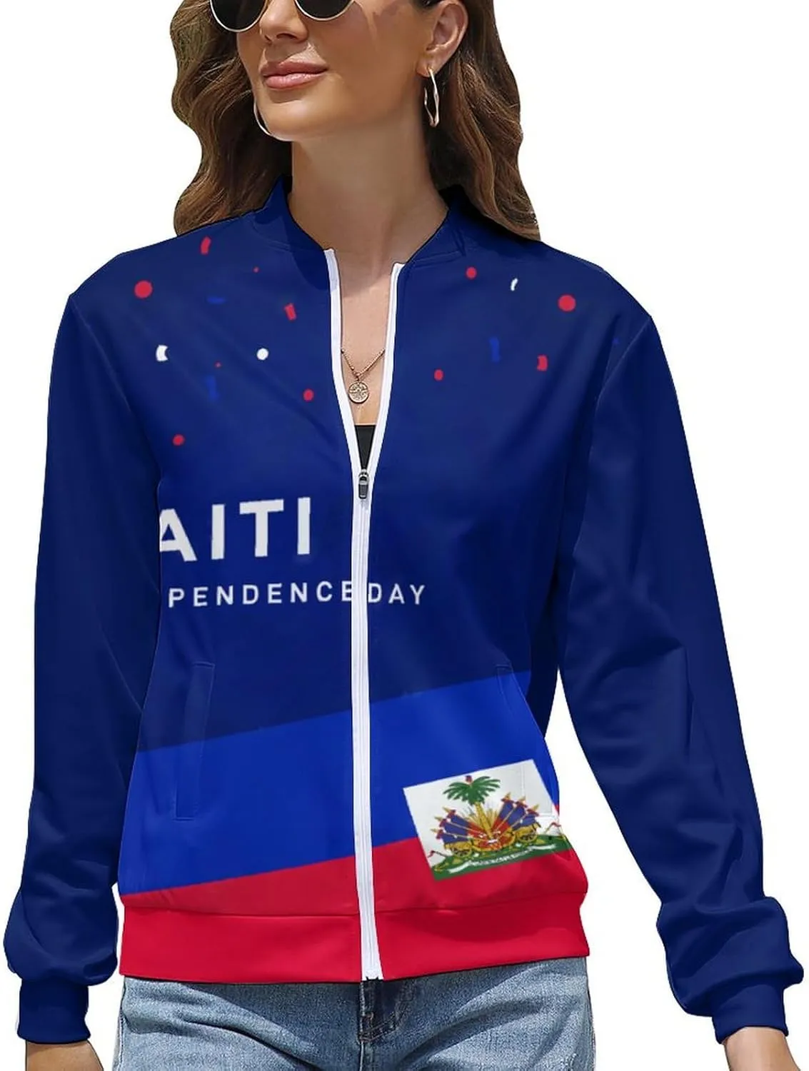 Haiti Flag Womens Zip Up Hoodies Cute Jackets Oversized Sweatshirts Fall Outfits Winter Clothes
