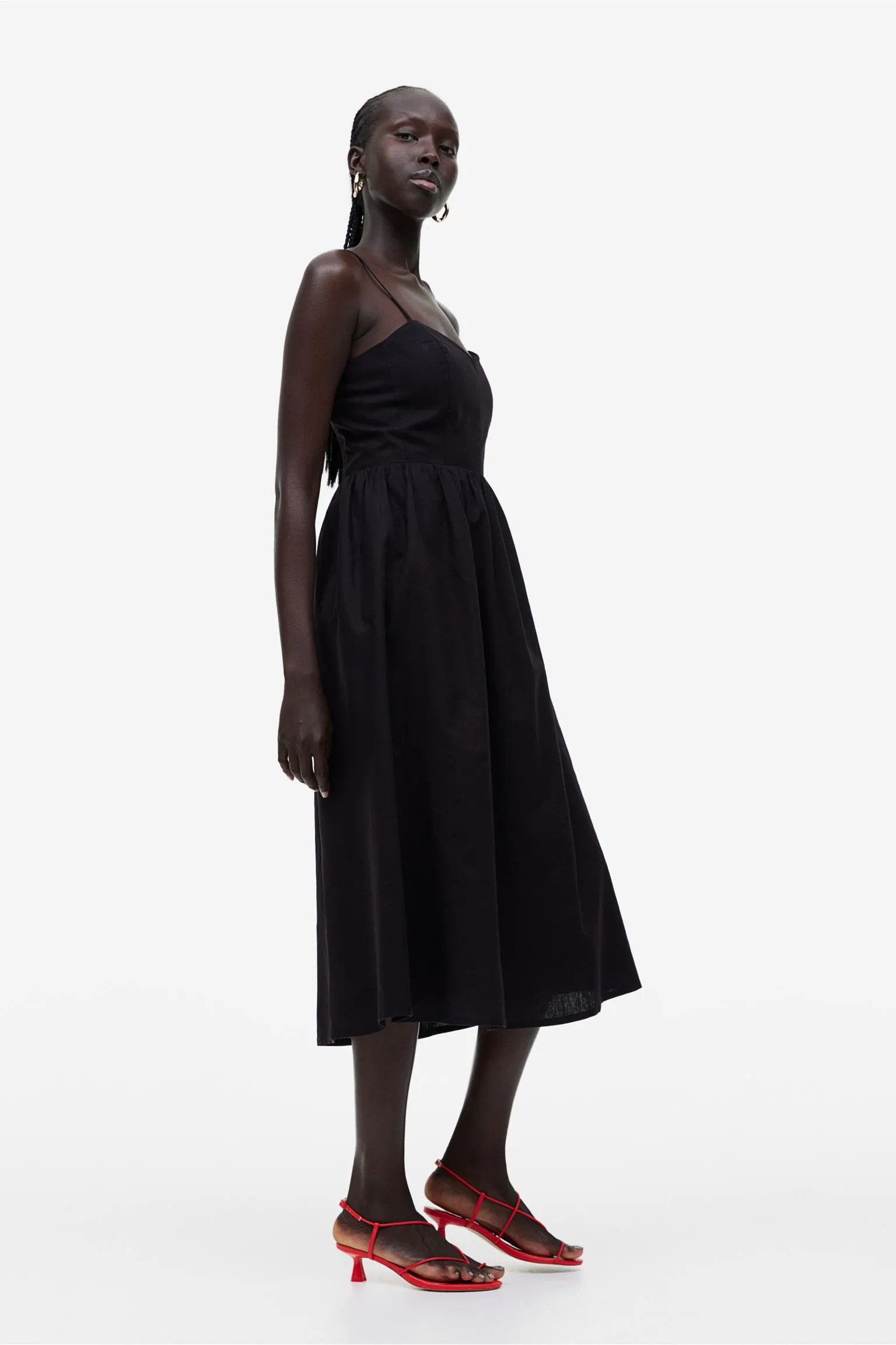 H&M Linen-blend dress, black