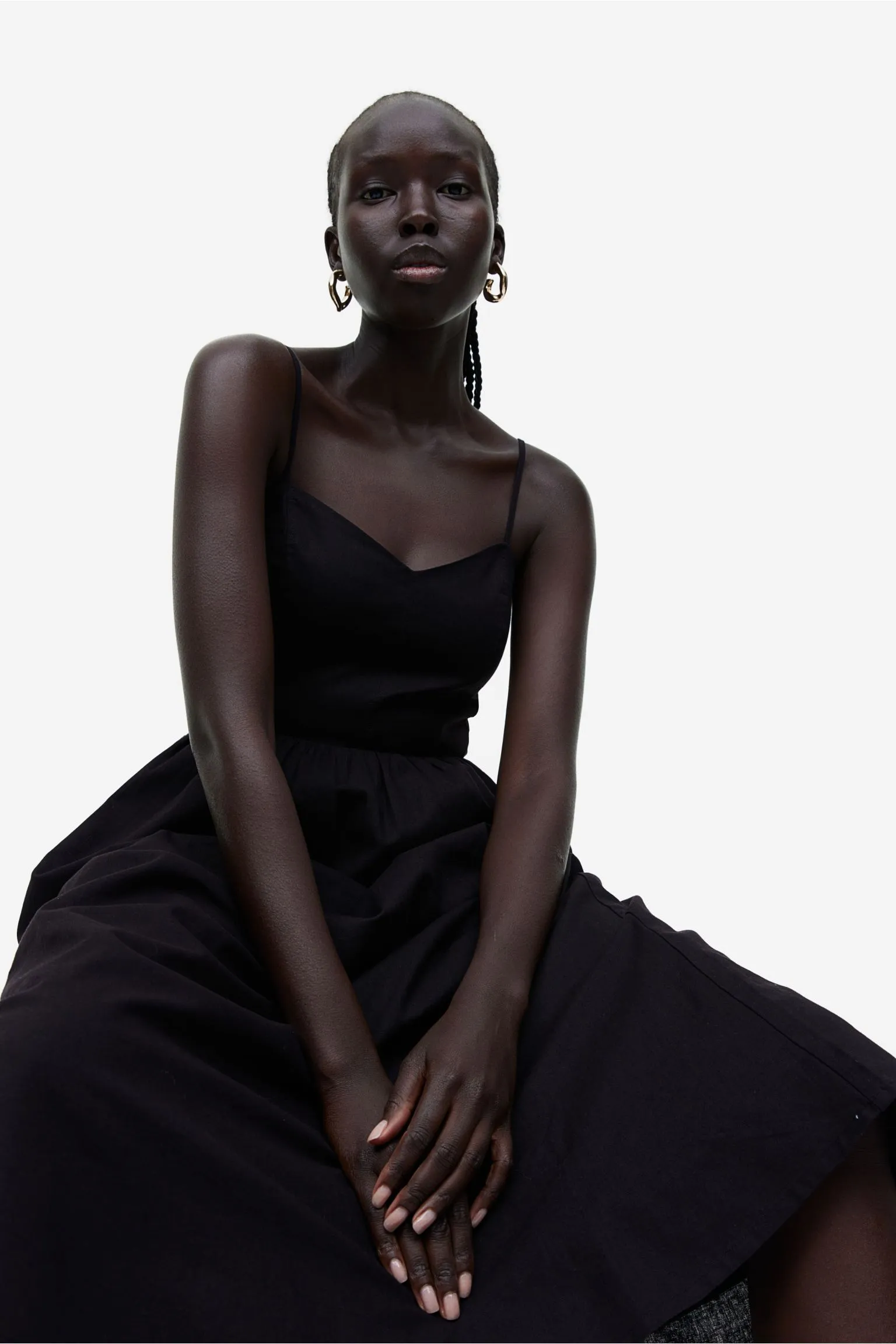 H&M Linen-blend dress, black