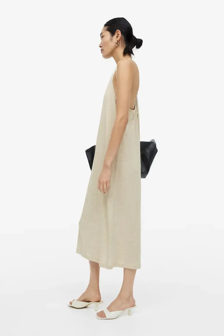 H&M linen blend dress, light beige melange