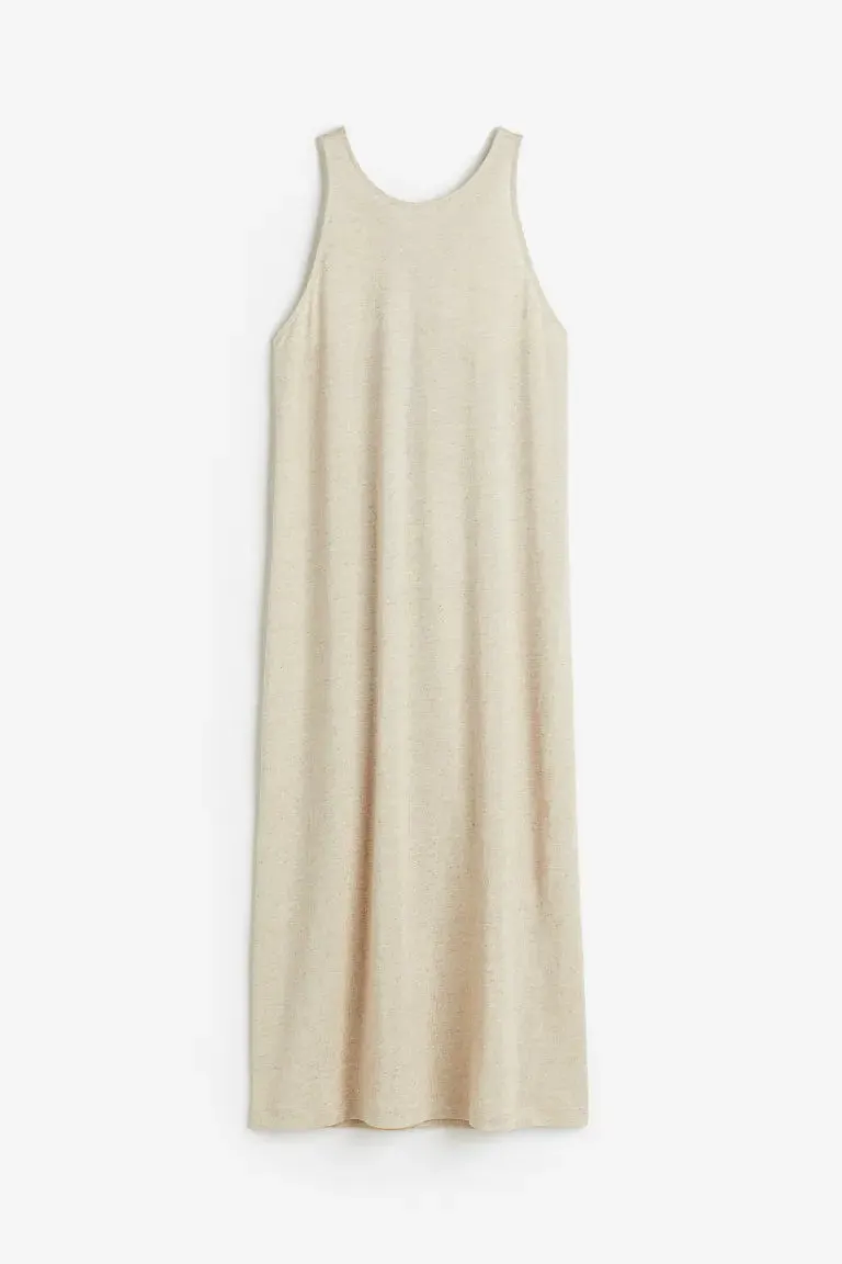 H&M linen blend dress, light beige melange