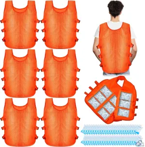 Hicarer 6 Pcs Cooling Vests with 72 Pcs Cooler Bags, Summer Cool Vest Heat Relief for Hot Weather Working Cycling Gardening