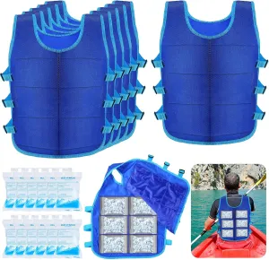 Hicarer 6 Pcs Cooling Vests with 72 Pcs Cooler Bags, Summer Cool Vest Heat Relief for Hot Weather Working Cycling Gardening