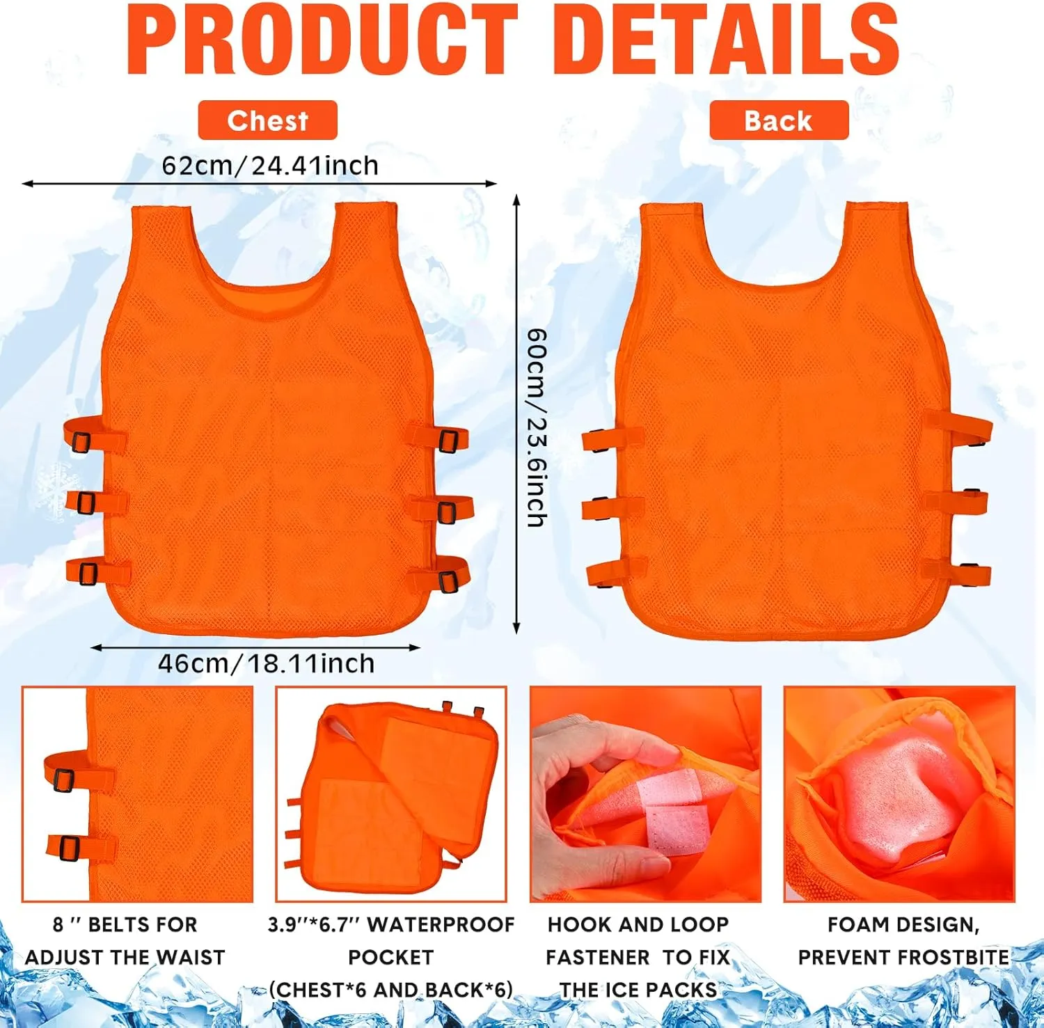 Hicarer 6 Pcs Cooling Vests with 72 Pcs Cooler Bags, Summer Cool Vest Heat Relief for Hot Weather Working Cycling Gardening