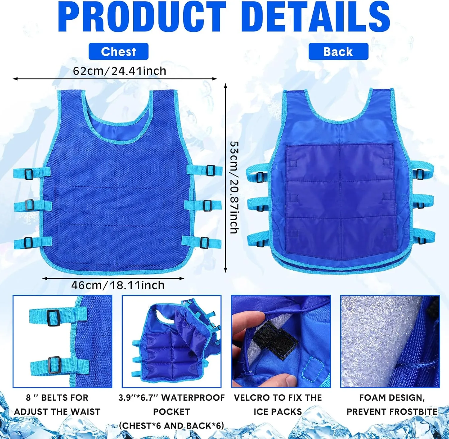 Hicarer 6 Pcs Cooling Vests with 72 Pcs Cooler Bags, Summer Cool Vest Heat Relief for Hot Weather Working Cycling Gardening