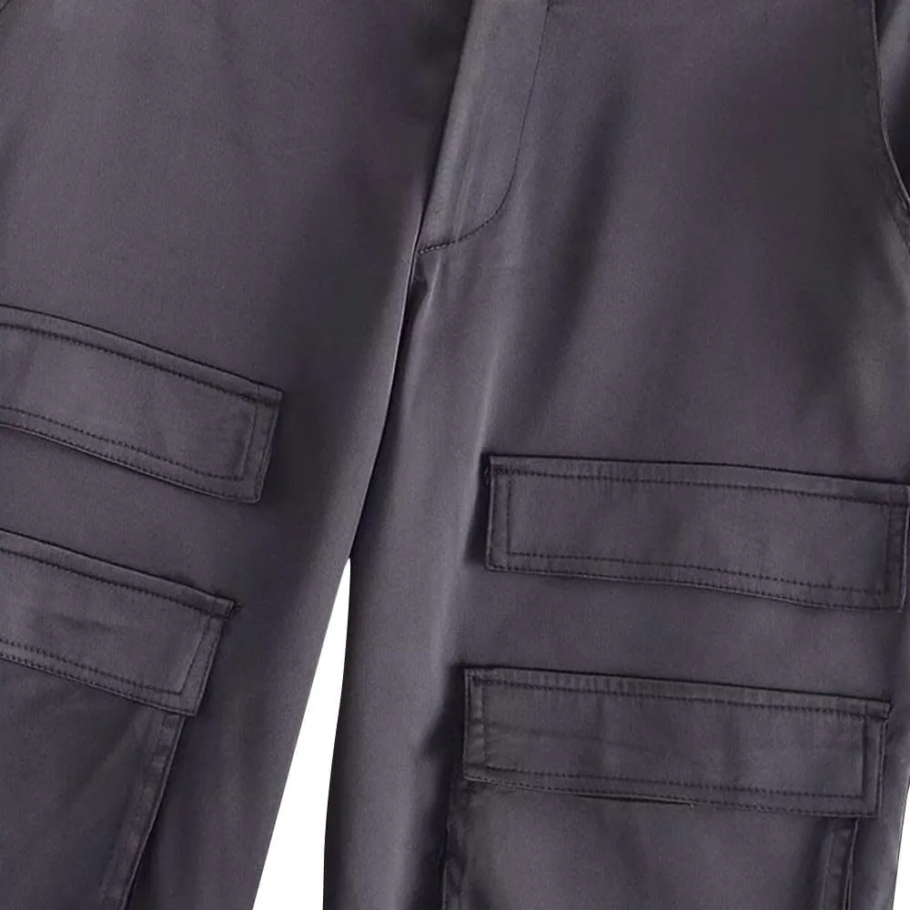 Hiking Cargo Pants for Women High Waist Comfy Joggers Wide Leg Straight Sweatpants Casual Baggy Trousers Solid Slacks