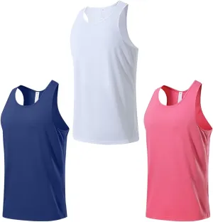 HNVAVQ 3 Pcs Mens Workout Vest Tops Sleeveless Undershirts Breathable Athletic Workout Shirts Fitness Tank Tops