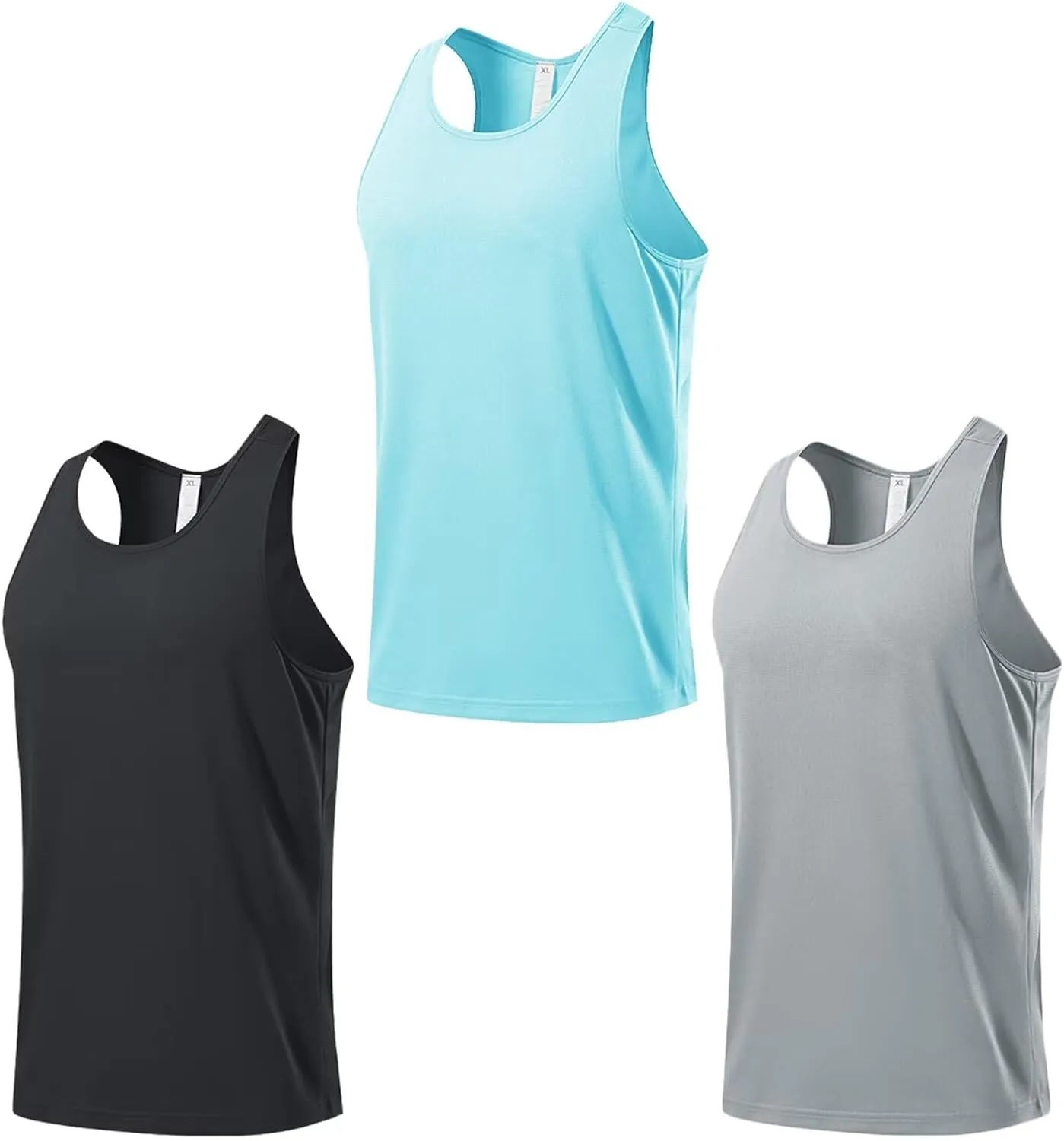 HNVAVQ 3 Pcs Mens Workout Vest Tops Sleeveless Undershirts Breathable Athletic Workout Shirts Fitness Tank Tops