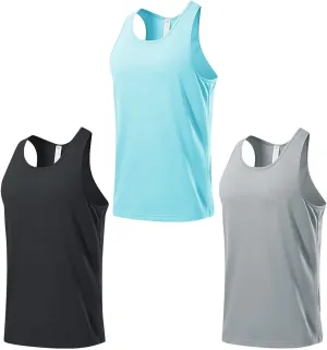 HNVAVQ 3 Pcs Mens Workout Vest Tops Sleeveless Undershirts Breathable Athletic Workout Shirts Fitness Tank Tops