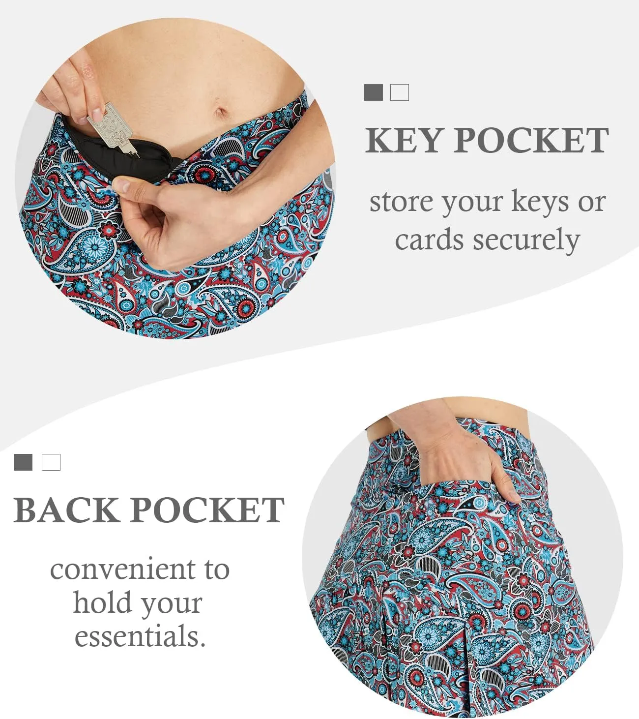 HonourSex Women Golf Skirts with Pockets Tennis Skirts with Shorts Skorts Activewear Hiking Workout
