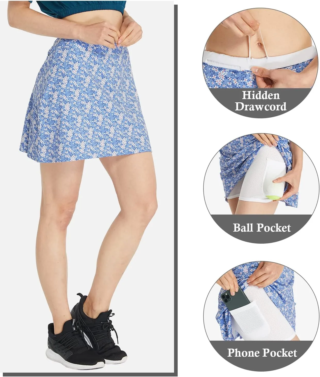 HonourSex Women Golf Skirts with Pockets Tennis Skirts with Shorts Skorts Activewear Hiking Workout