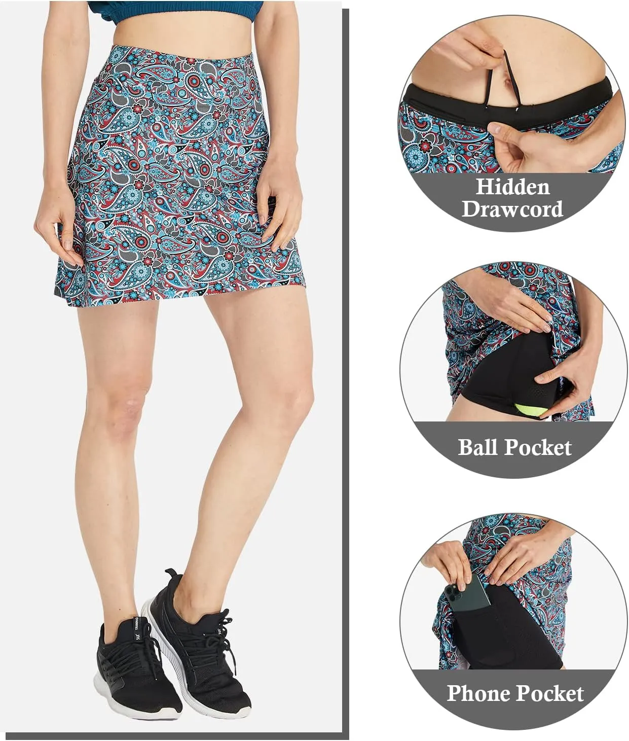 HonourSex Women Golf Skirts with Pockets Tennis Skirts with Shorts Skorts Activewear Hiking Workout
