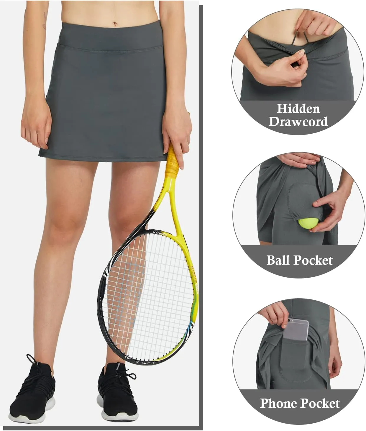 HonourSex Women Golf Skirts with Pockets Tennis Skirts with Shorts Skorts Activewear Hiking Workout