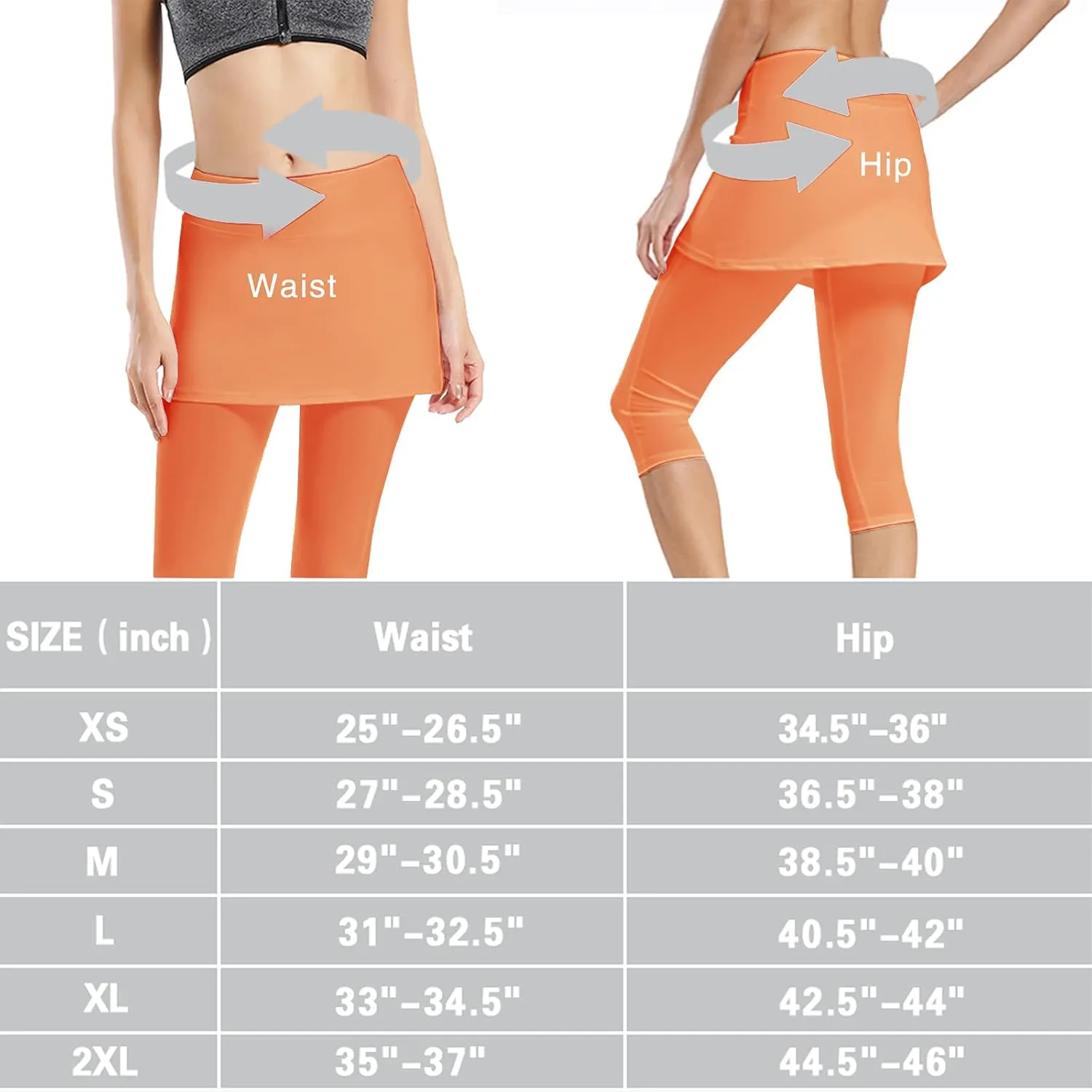 Ibeauti Womens UPF 50  Yoga Skirted Capri Leggings Golf Tennis Pants with Skirt for Running Workout Active