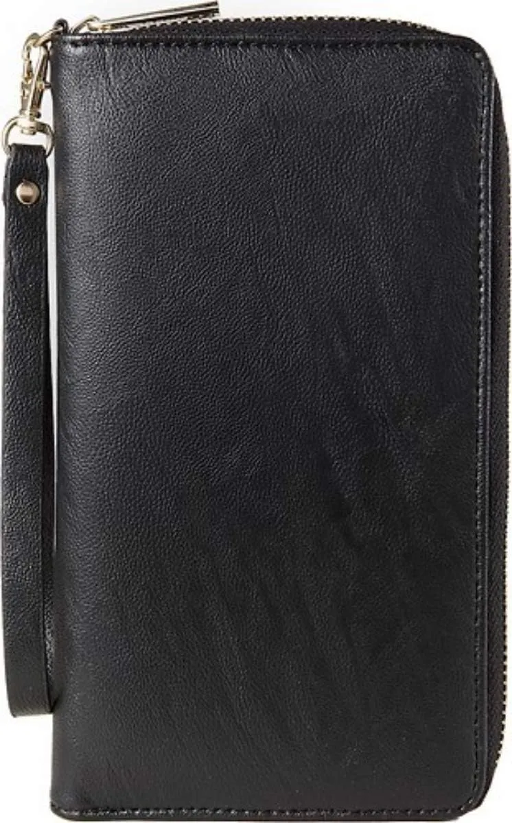 Insignia Clutch Leather Case Wallet Wristlet for Most Phones Up to 6" -Black/Gold NS-MUNCC2B