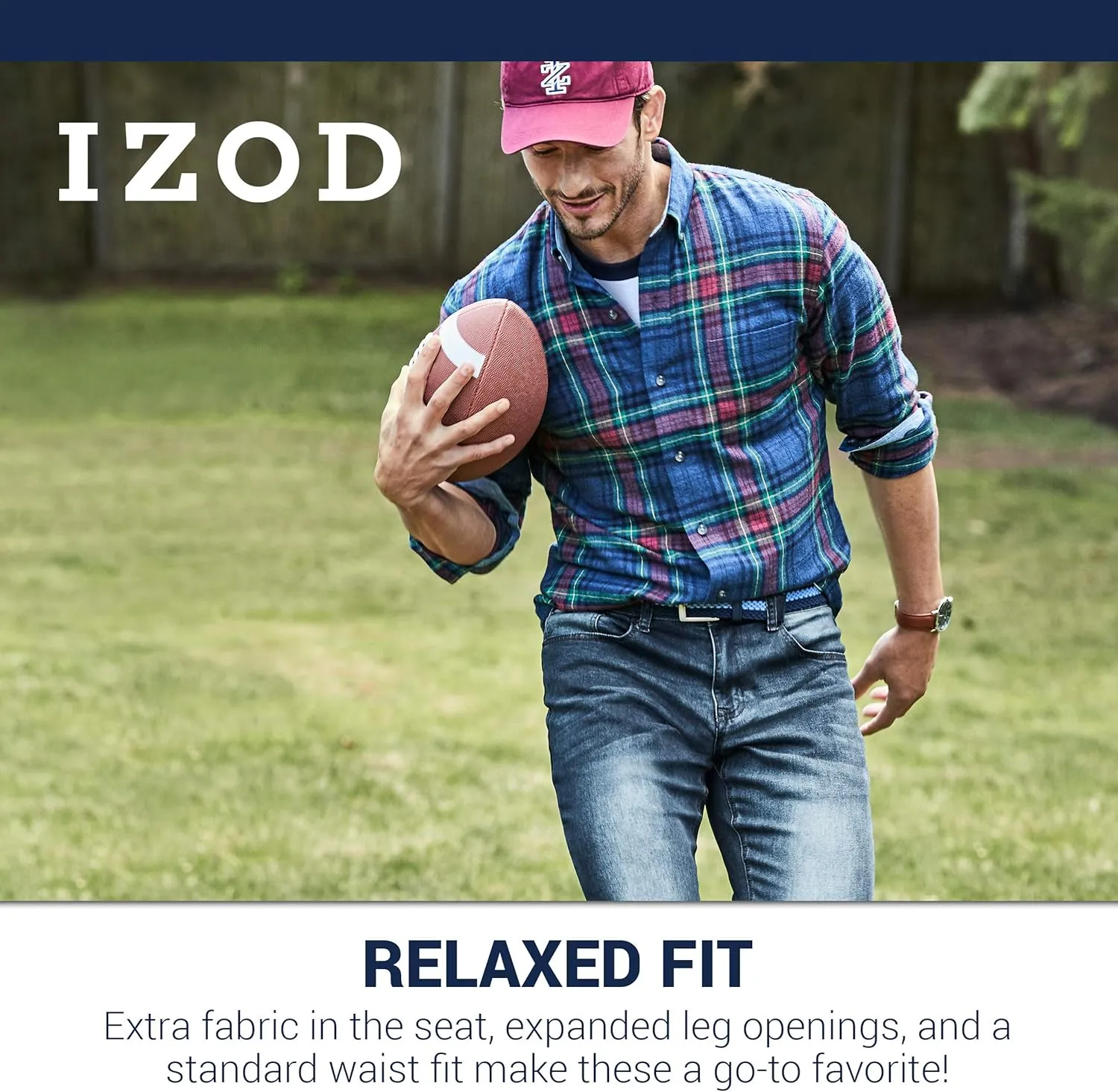 IZOD Men's Relaxed Fit Comfort Stretch Denim Jeans