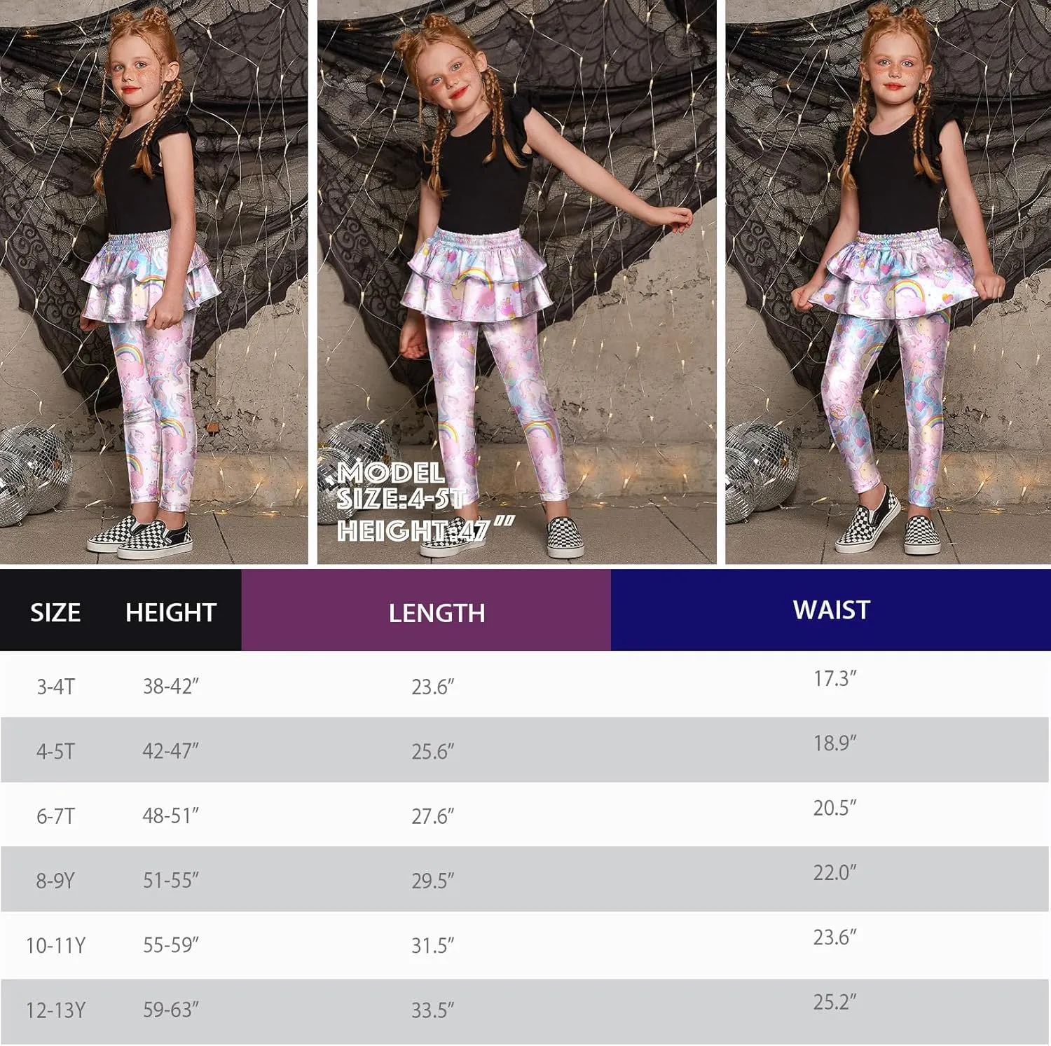 Jxstar Girls Metallic Leggings with Skirt Kids Shiny Sparkle Stretch Pants