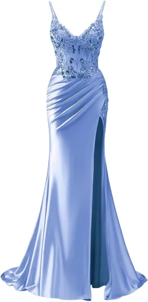 Lace Corset Prom Dresses for Women 2025 Spaghetti Straps Satin Formal Evening Gowns Mermaid Wedding Party Dress