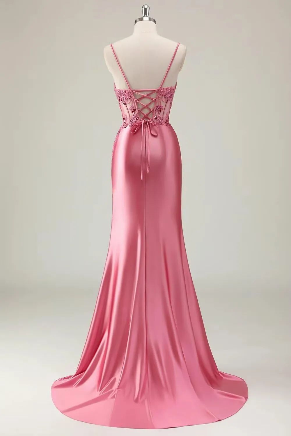 Lace Corset Prom Dresses for Women 2025 Spaghetti Straps Satin Formal Evening Gowns Mermaid Wedding Party Dress
