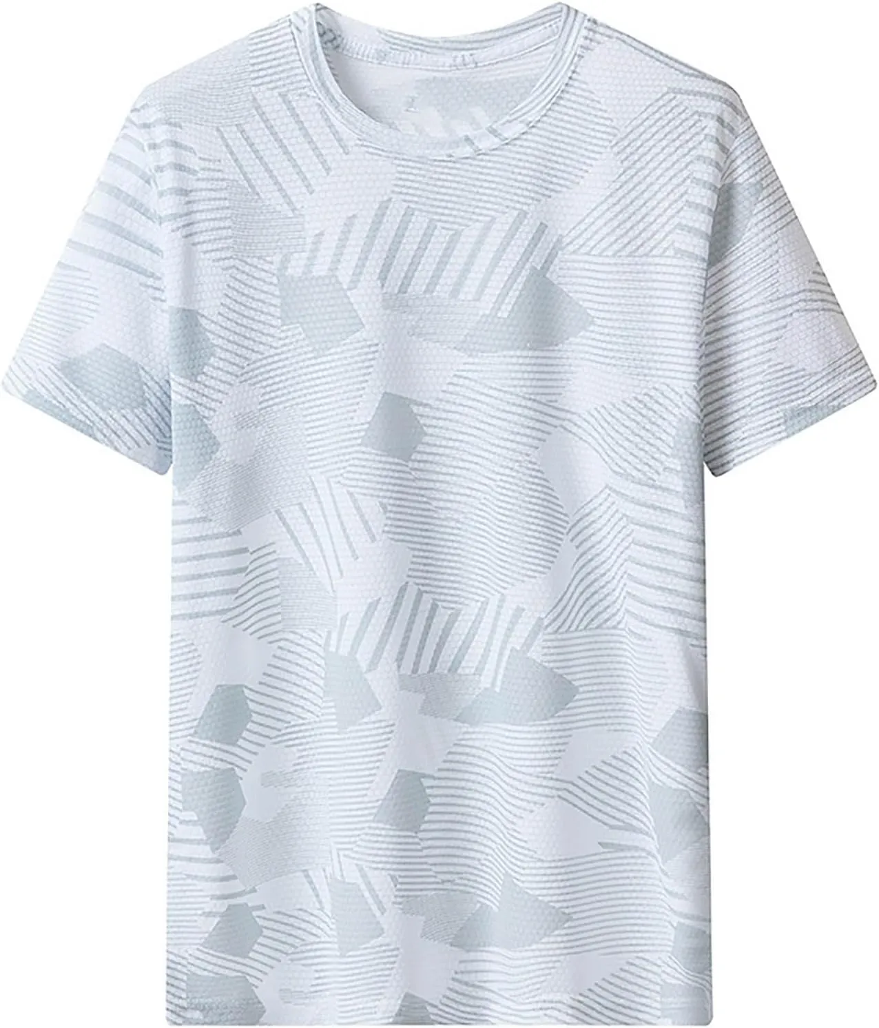 Lastesso Mens T-Shirts Dry-Fit Solid Prinitng Summer Tops Breathable Athletic Sports Tops Round Neck Short Sleeve Workout Tee
