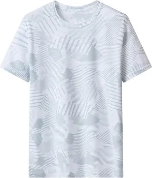 Lastesso Mens T-Shirts Dry-Fit Solid Prinitng Summer Tops Breathable Athletic Sports Tops Round Neck Short Sleeve Workout Tee