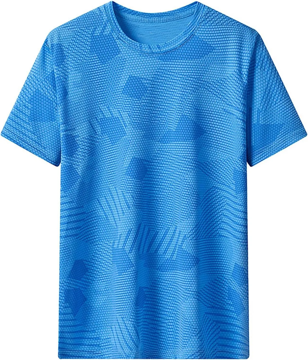 Lastesso Mens T-Shirts Dry-Fit Solid Prinitng Summer Tops Breathable Athletic Sports Tops Round Neck Short Sleeve Workout Tee