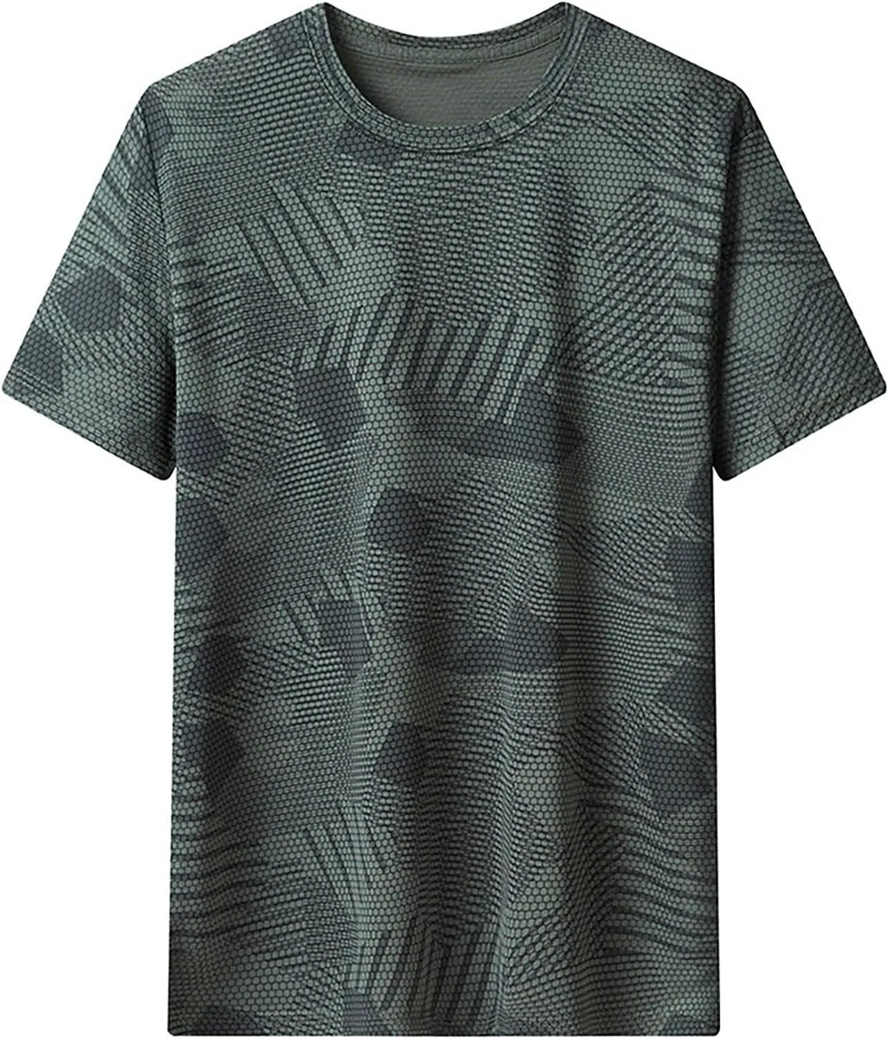 Lastesso Mens T-Shirts Dry-Fit Solid Prinitng Summer Tops Breathable Athletic Sports Tops Round Neck Short Sleeve Workout Tee