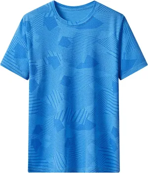 Lastesso Mens T-Shirts Dry-Fit Solid Prinitng Summer Tops Breathable Athletic Sports Tops Round Neck Short Sleeve Workout Tee