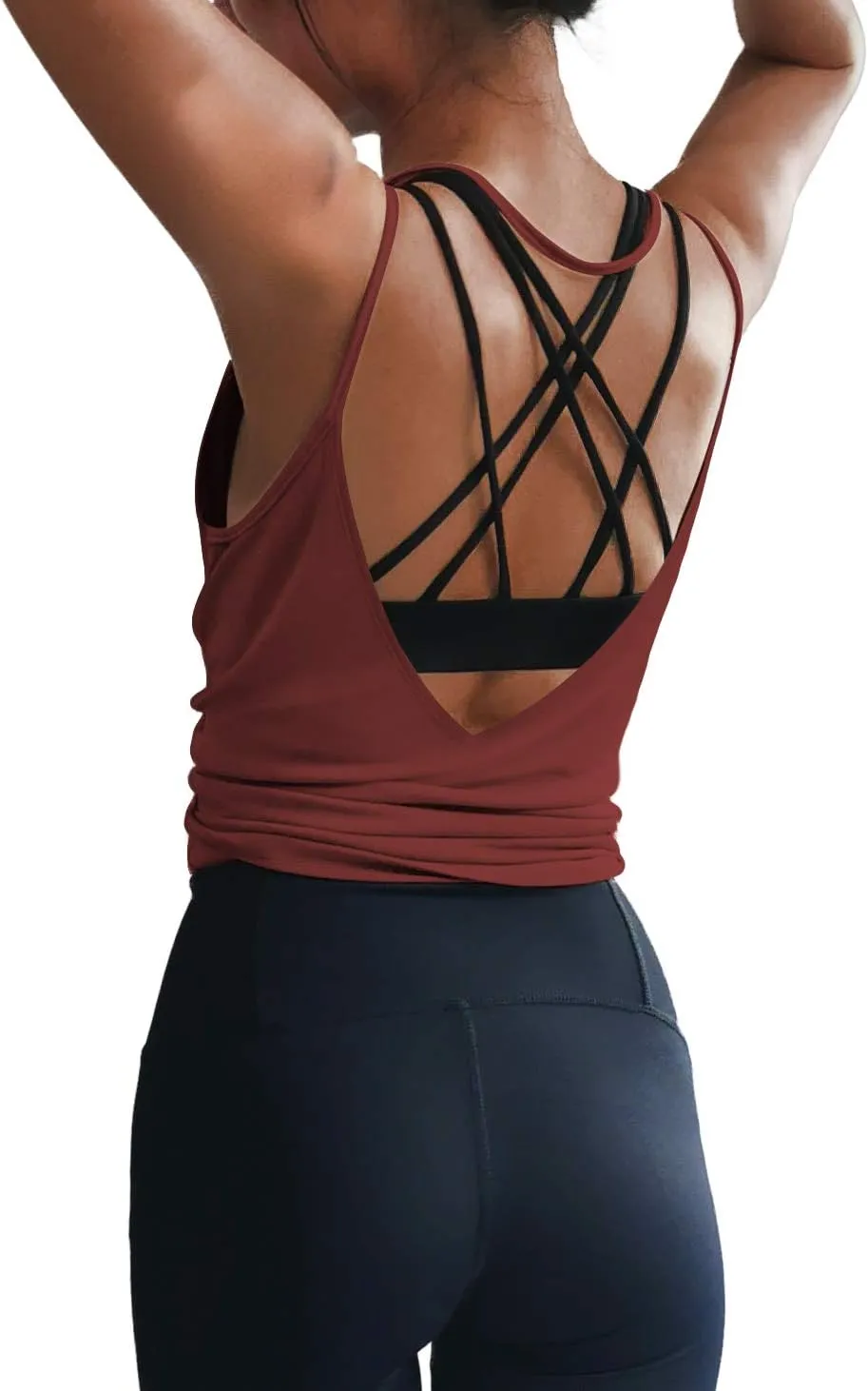 LEXISLOVE Womens Workout Shirts Sexy Open Back Activewear Workout Clothes Sports Yoga Tank Tops