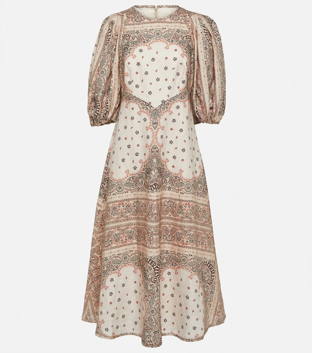 Linen day midi dress with Zimmermann bandana, white