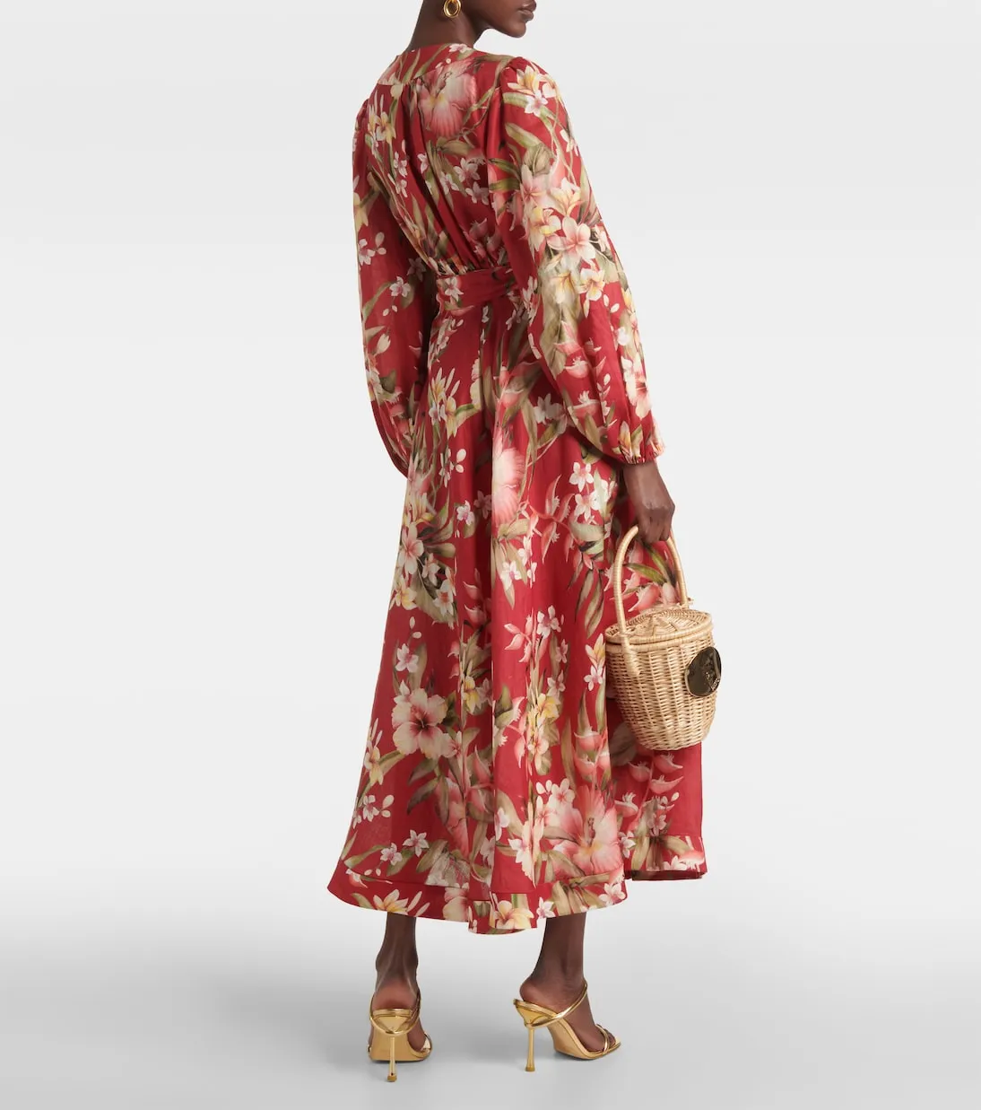 Linen dress lexi with floral print Zimmermann, multicolor