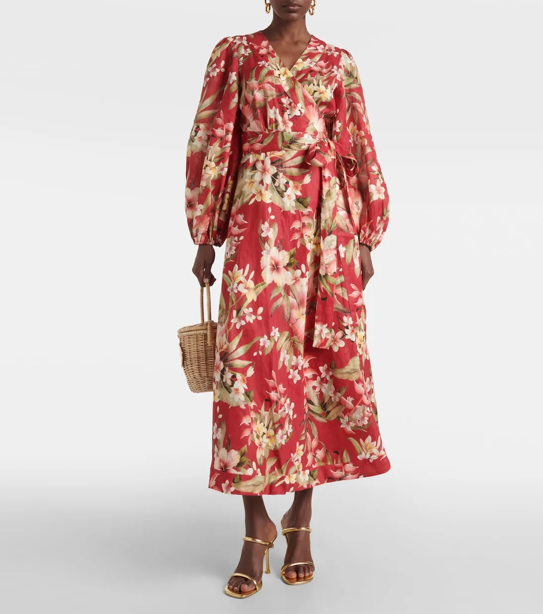 Linen dress lexi with floral print Zimmermann, multicolor