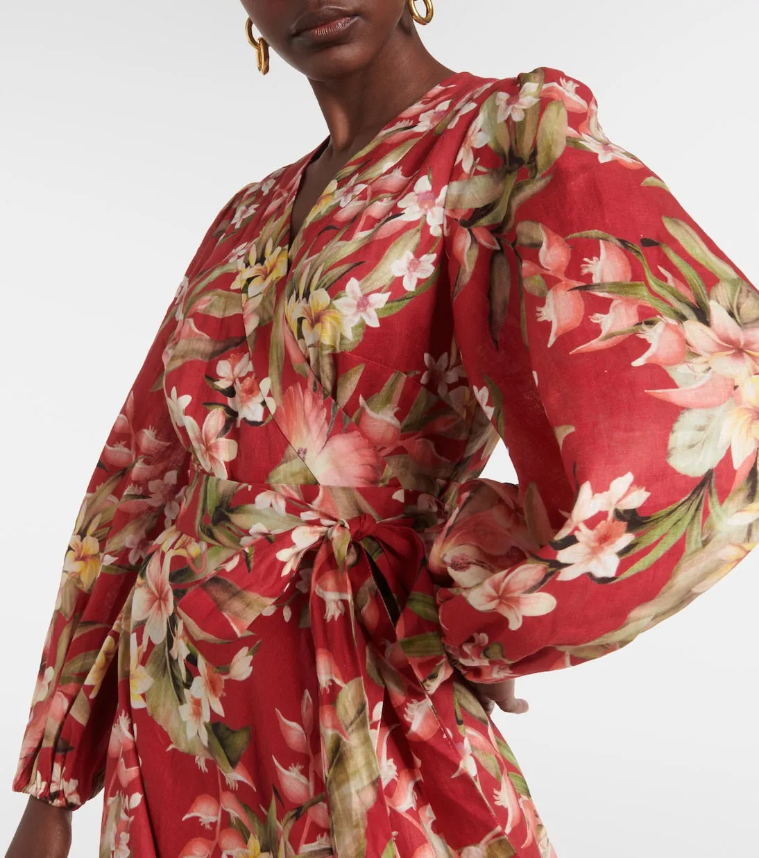 Linen dress lexi with floral print Zimmermann, multicolor