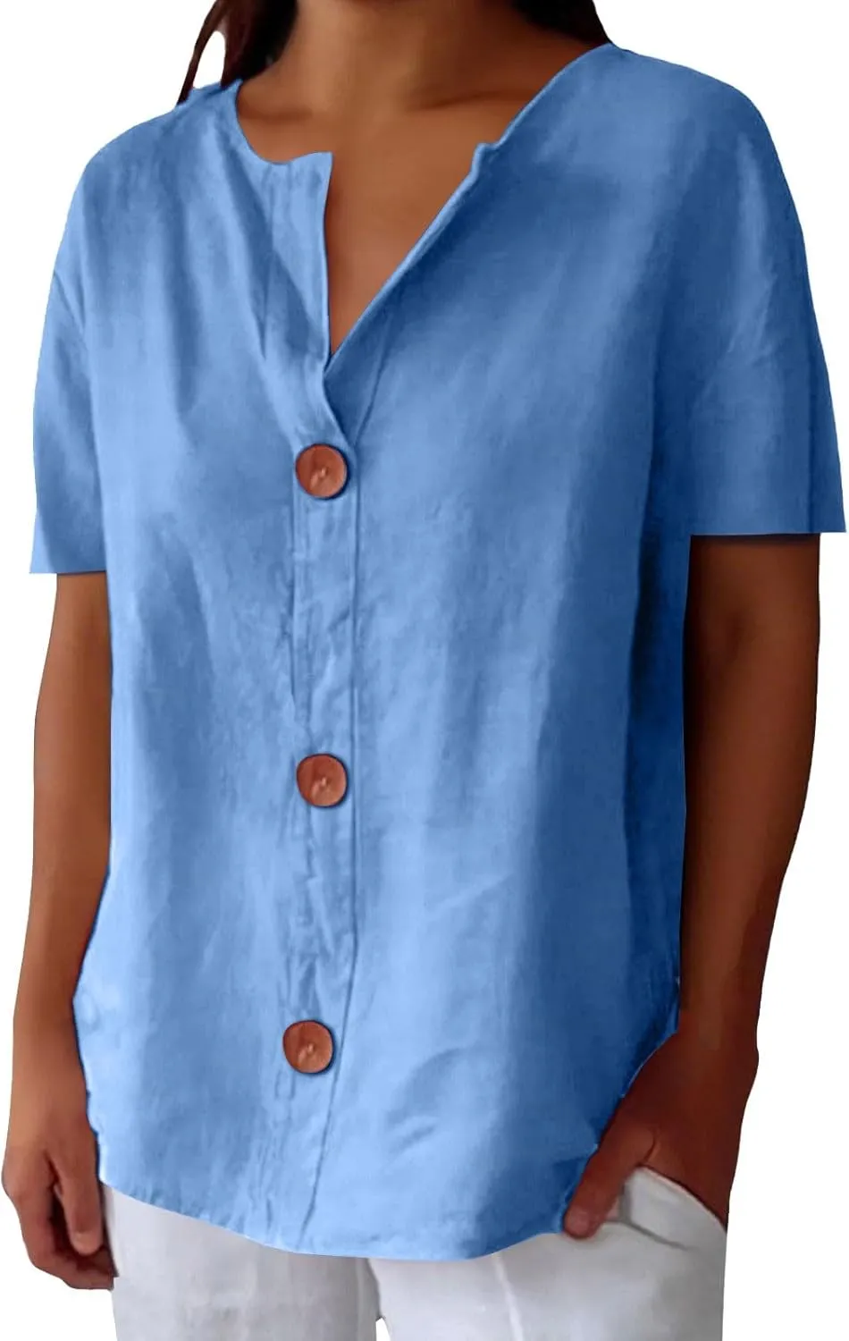 Linen Shirts for Women 2025 Summer Button Down Short Sleeve Loose Fit Shirts Fashion Boho Casual Beach Tops