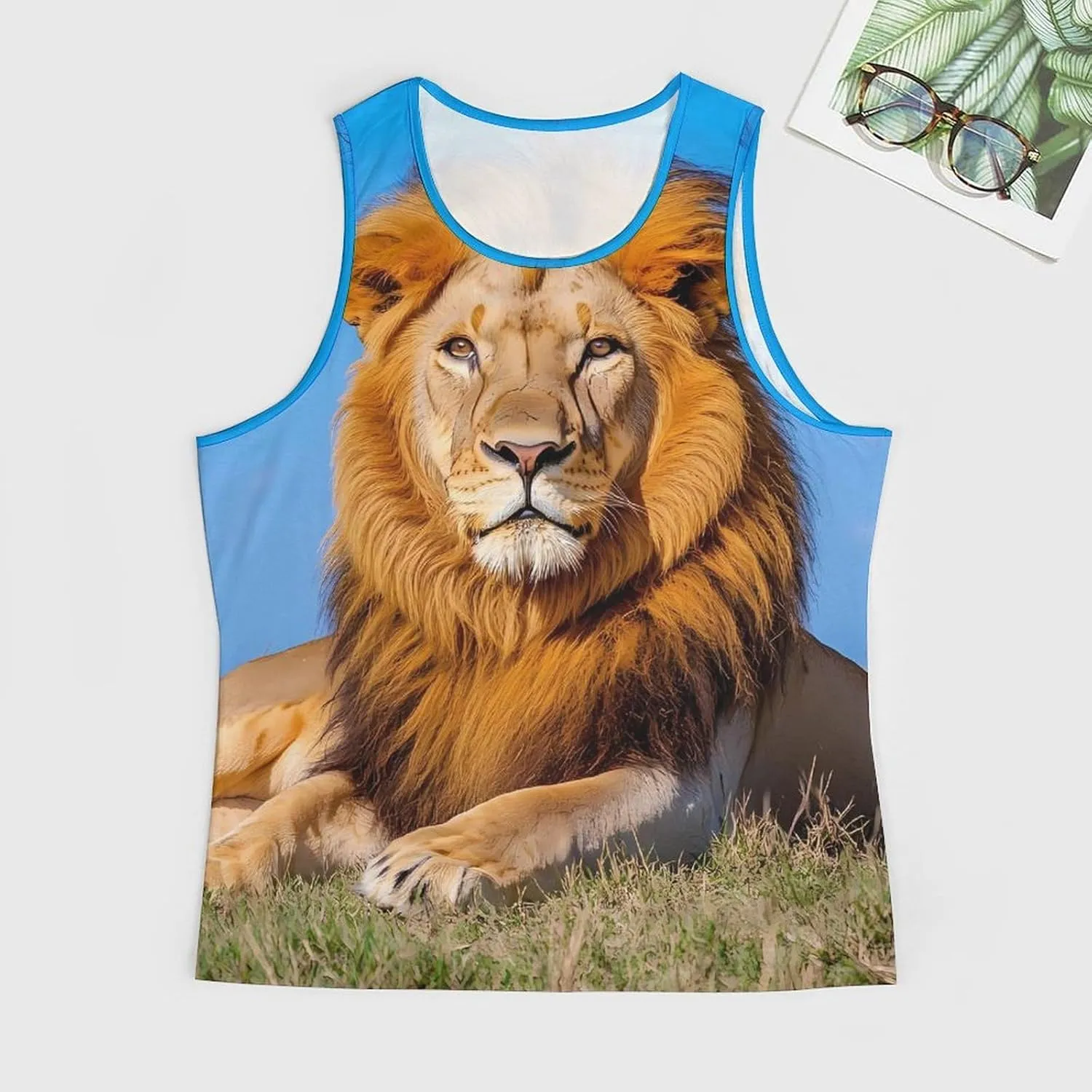 Lion Male Men's Activewear Tank Tops Gym Sleeveless Muscle T Shirts Workout Tees Vest