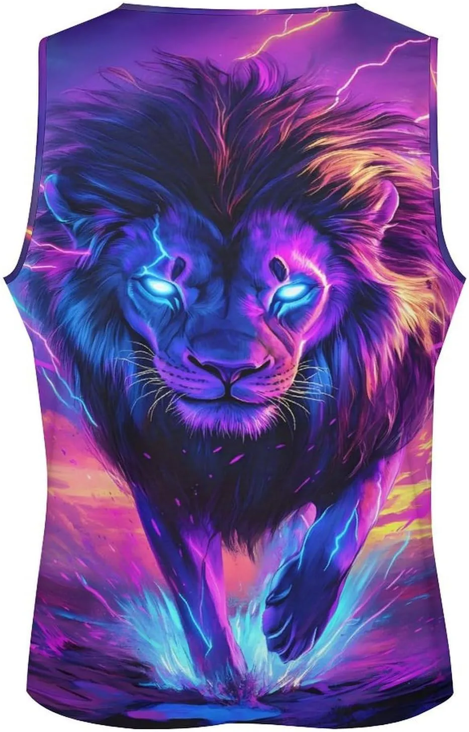 Lion Thunder Colorful Men's Activewear Tank Tops Gym Sleeveless Muscle T Shirts Workout Tees Vest