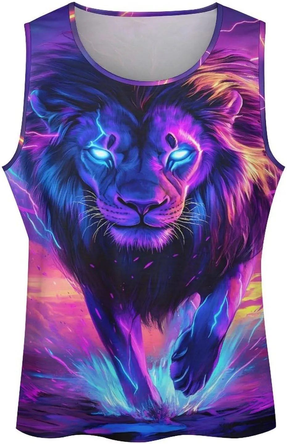 Lion Thunder Colorful Men's Activewear Tank Tops Gym Sleeveless Muscle T Shirts Workout Tees Vest