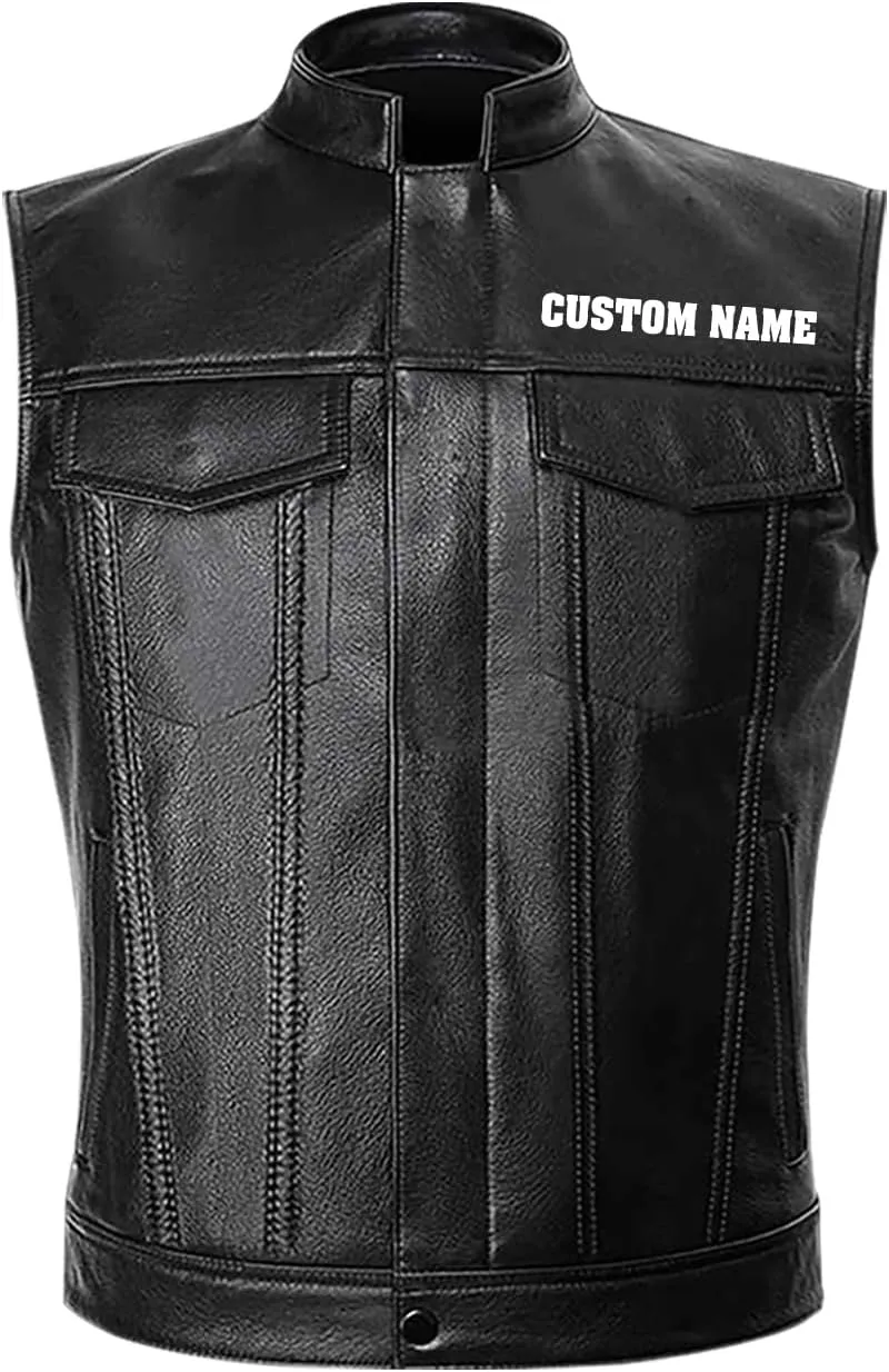 Lone Wolf, Vintage Wolf Biker Motorcycle Jacket, Personalized Men PU Leather Vest Coat Jackets
