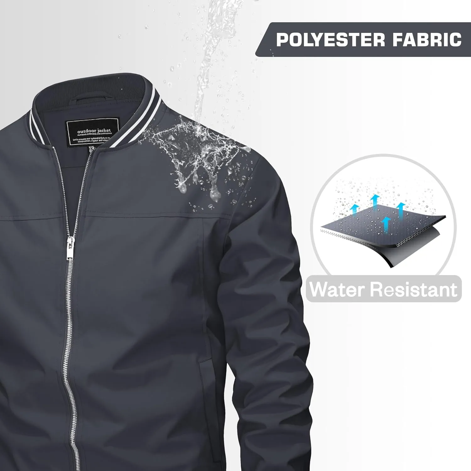 MAGNIVIT Men's Bomber Jackets Lightweight Jacket Varsity Flight Jacket Baseball Windbreaker Water Resistant Spring Autumn