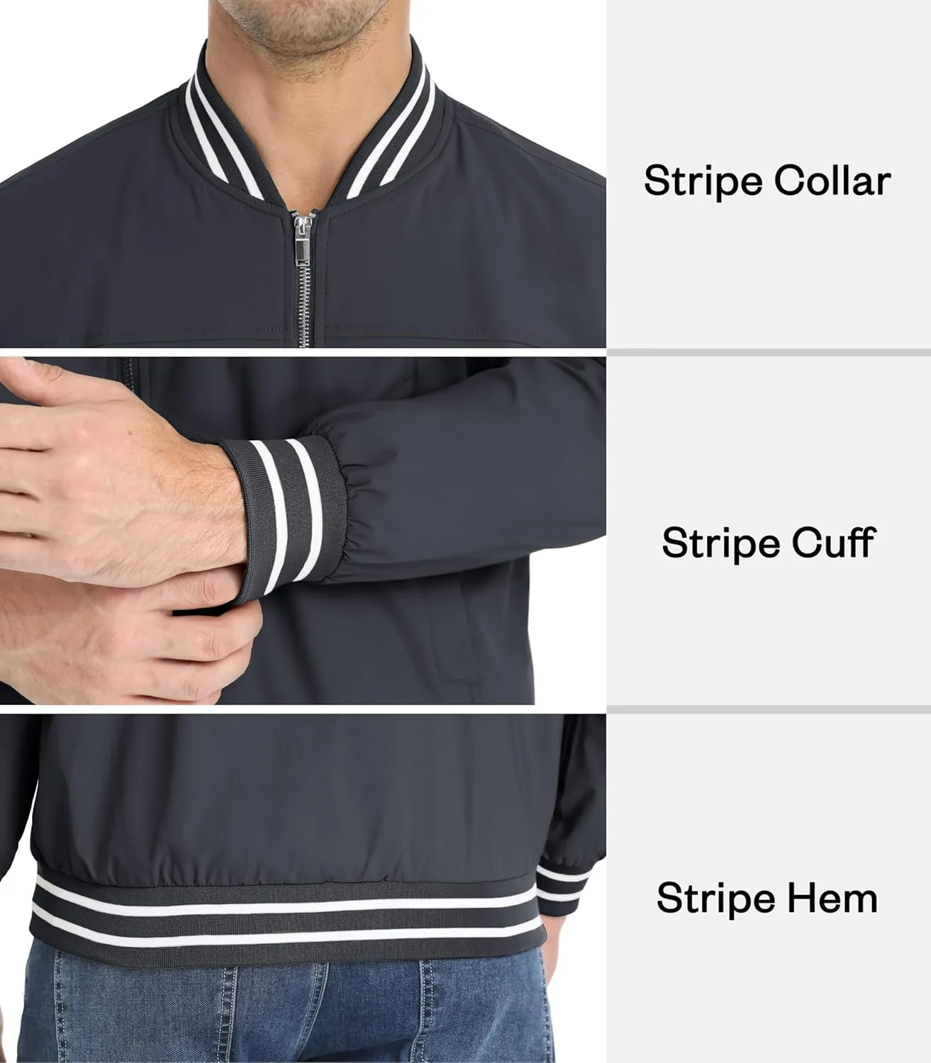 MAGNIVIT Men's Bomber Jackets Lightweight Jacket Varsity Flight Jacket Baseball Windbreaker Water Resistant Spring Autumn