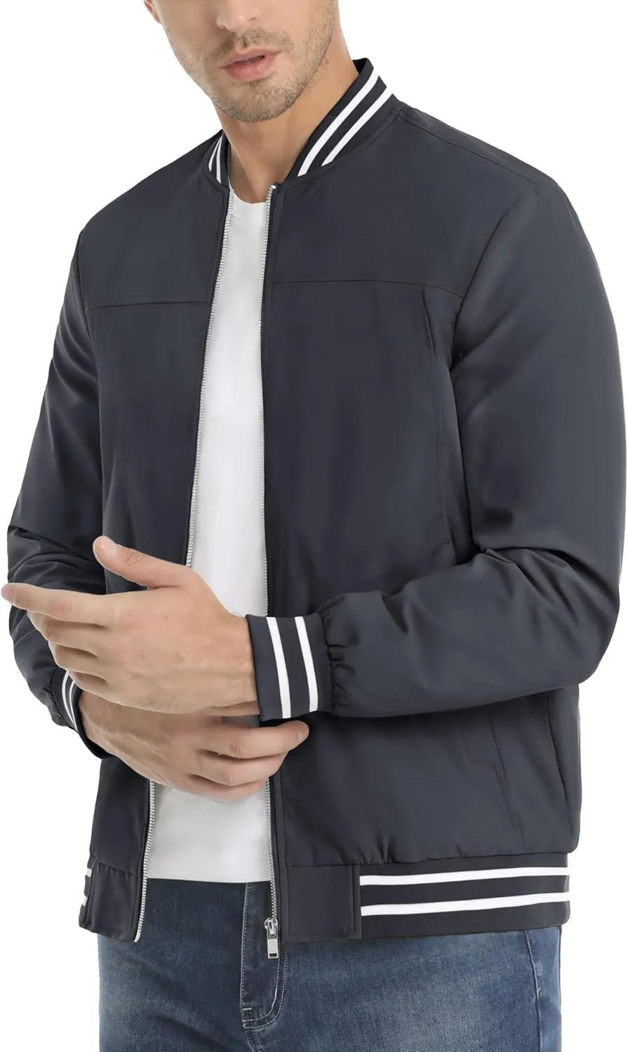 MAGNIVIT Men's Bomber Jackets Lightweight Jacket Varsity Flight Jacket Baseball Windbreaker Water Resistant Spring Autumn