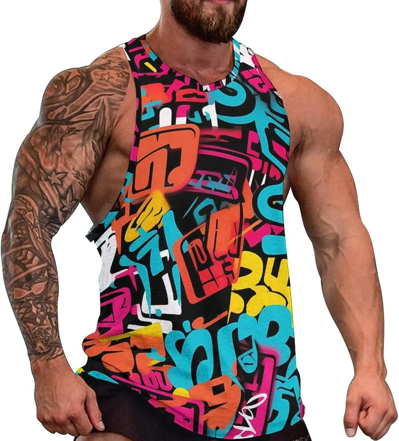 MARSVOVO Muscle Men's Hip Hop Tank Tops Vintage Y2K Street Graphic Casual Cotton Blend Quick-Dry Summer 2024 Sportswear