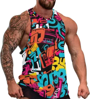 MARSVOVO Muscle Men's Hip Hop Tank Tops Vintage Y2K Street Graphic Casual Cotton Blend Quick-Dry Summer 2024 Sportswear