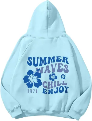 Meet Me 1962 At The Ocean Hoodies Long Sleeve Hooded Sweatshirt Trendy Letter Print Cute Preppy Y2K Pullover Tops