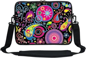 Meffort Inc 12 Inch Neoprene Laptop Sleeve Bag - Water Resistant, Hidden Handle, Adjustable Shoulder Strap, Dual Zipper, Fits Up to 11.6 - 12" Laptops - Arts Design